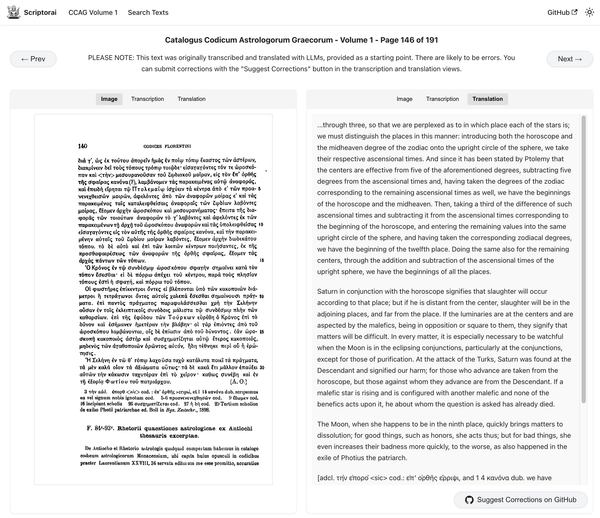 Scriptorai: Translating the Most Important Greek Astrology Survey with AI, as a Start